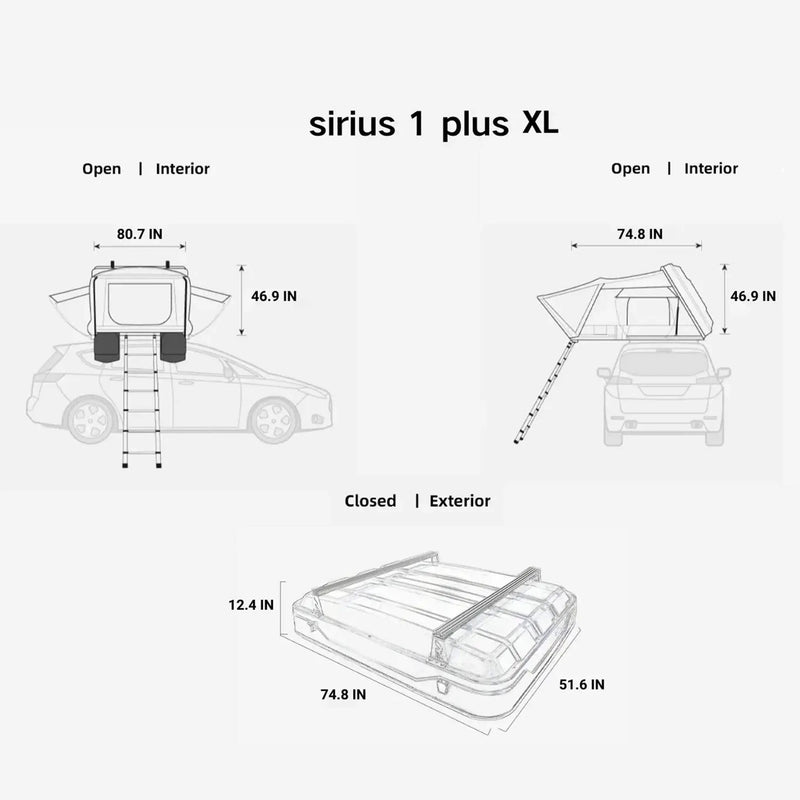 Naturnest Sirius 1 Plus XL Premium Hard Shell Rooftop Tent (SAK49317) by SAKSBY WHOLESALE