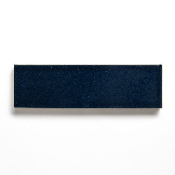 Navy Leather Subway Glazed Terracotta Tiles 2 1/4x7 9/16