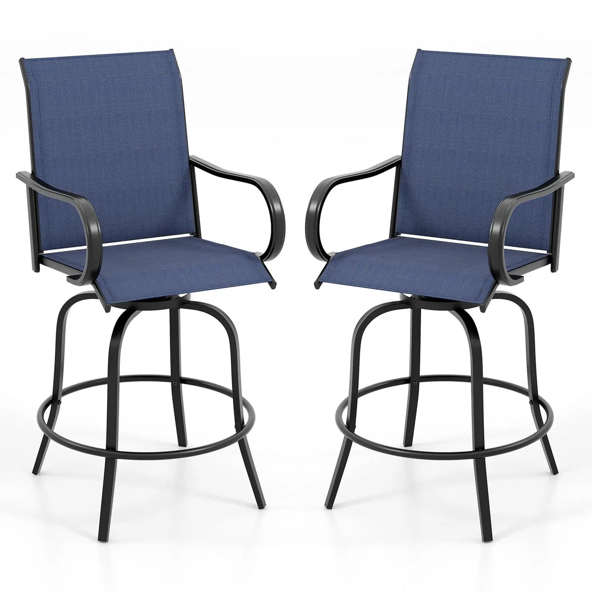 2 Pieces 360 Rotating Bar Stool Set with Armrests for Patio, photo 12 of 32