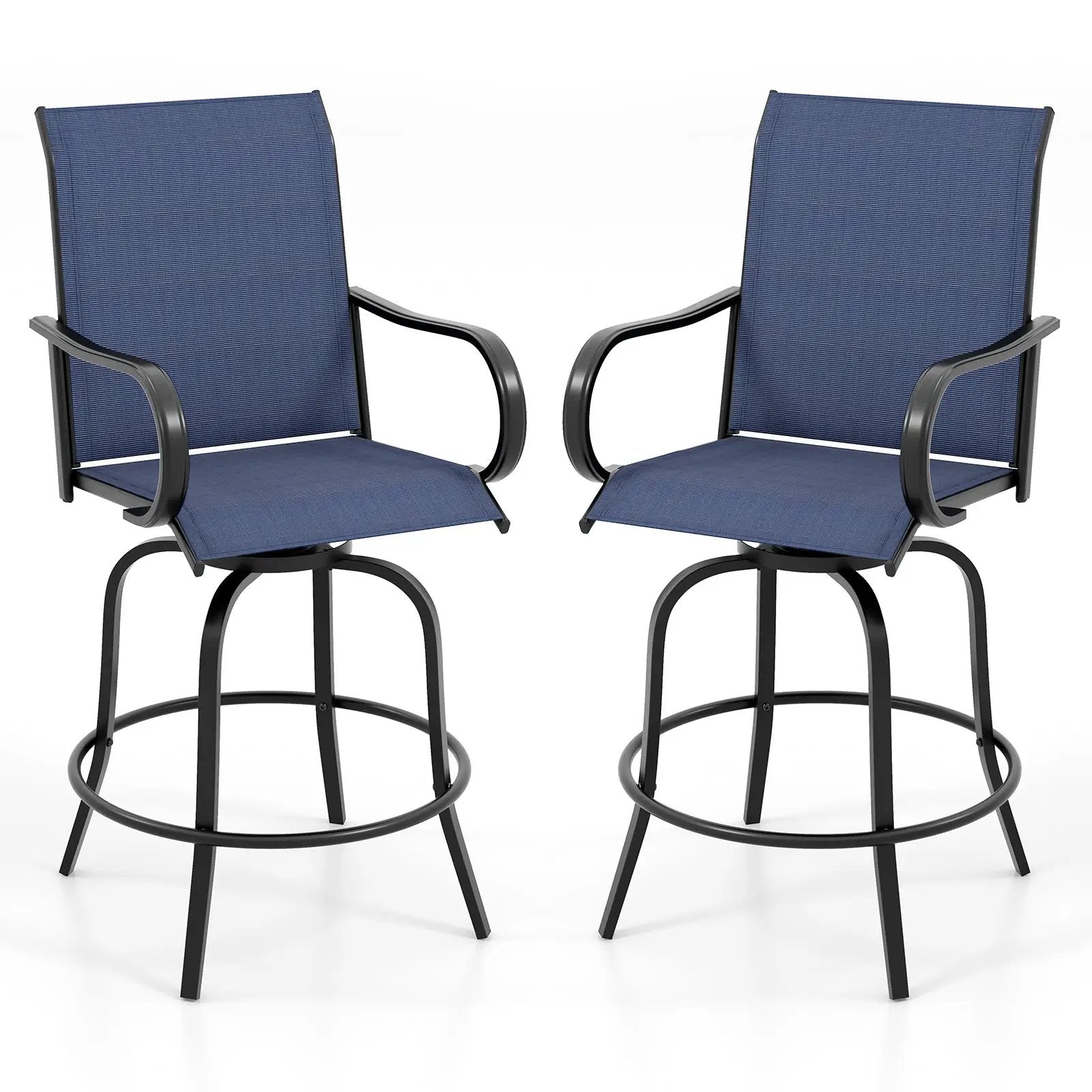 2 Pieces 360 Rotating Bar Stool Set with Armrests for Patio by DirectDeals