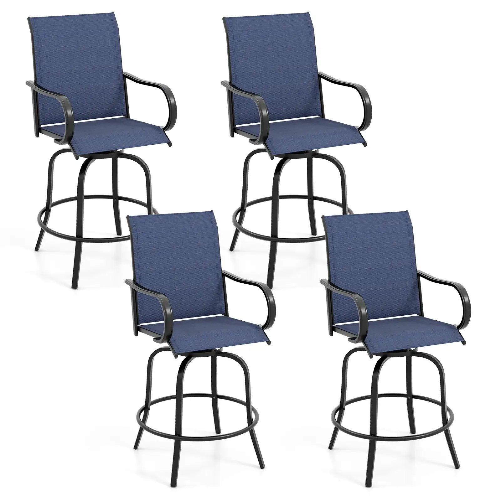 2 Pieces 360 Rotating Bar Stool Set with Armrests for Patio by DirectDeals
