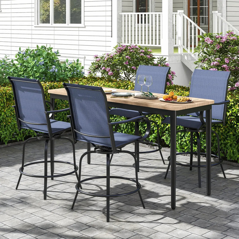 2 Pieces 360 Rotating Bar Stool Set with Armrests for Patio by DirectDeals