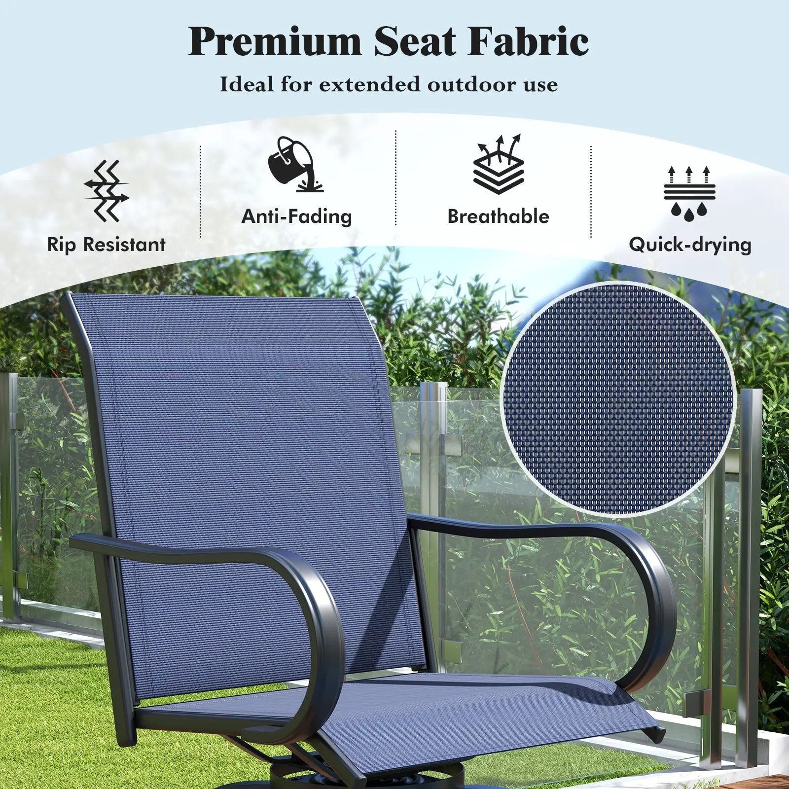 2 Pieces 360 Rotating Bar Stool Set with Armrests for Patio by DirectDeals