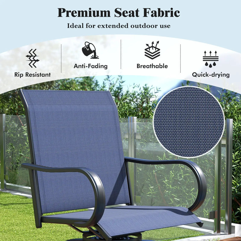 2 Pieces 360 Rotating Bar Stool Set with Armrests for Patio by DirectDeals