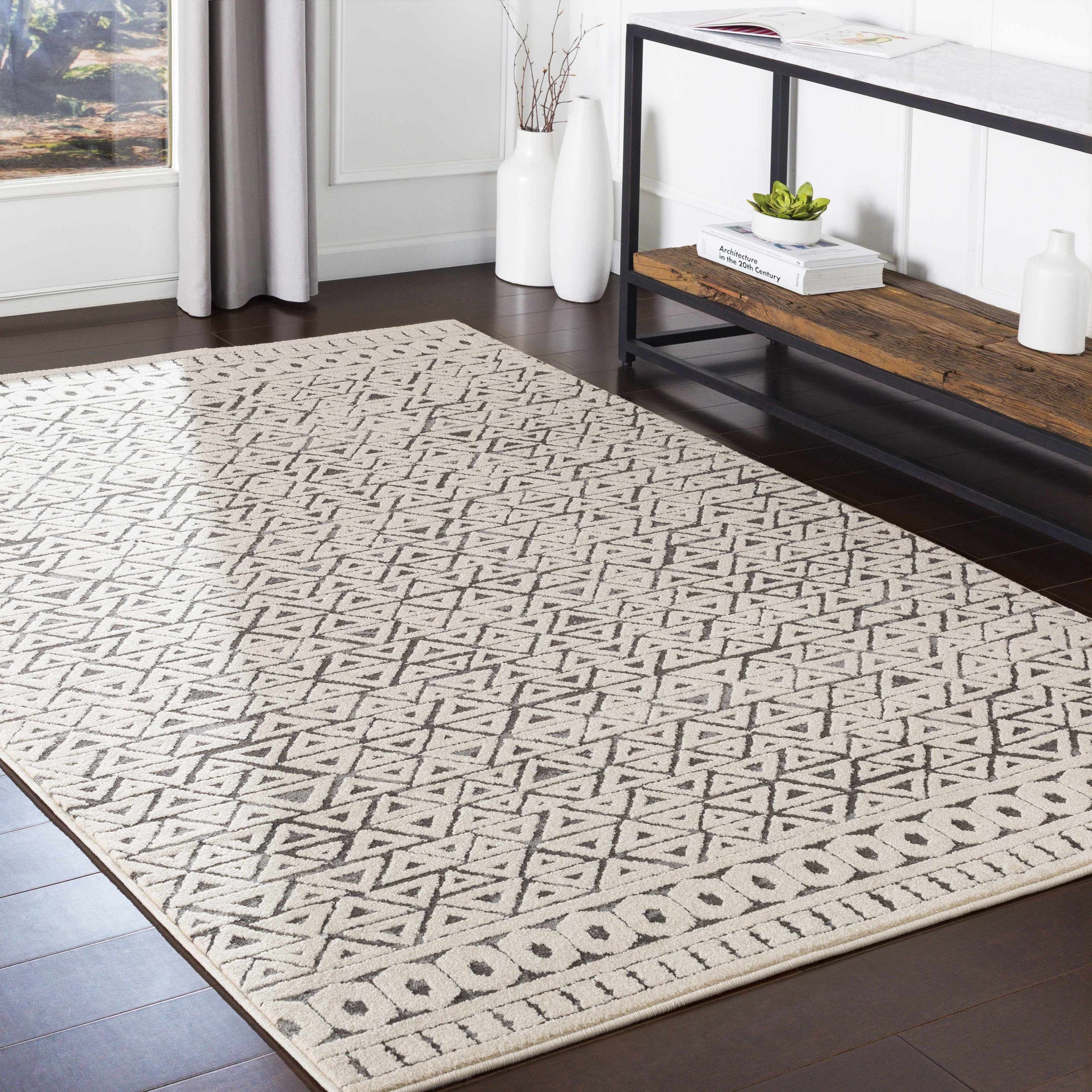 Naylor Beige/Charcoal Rug - Clearance by Boutique Rugs