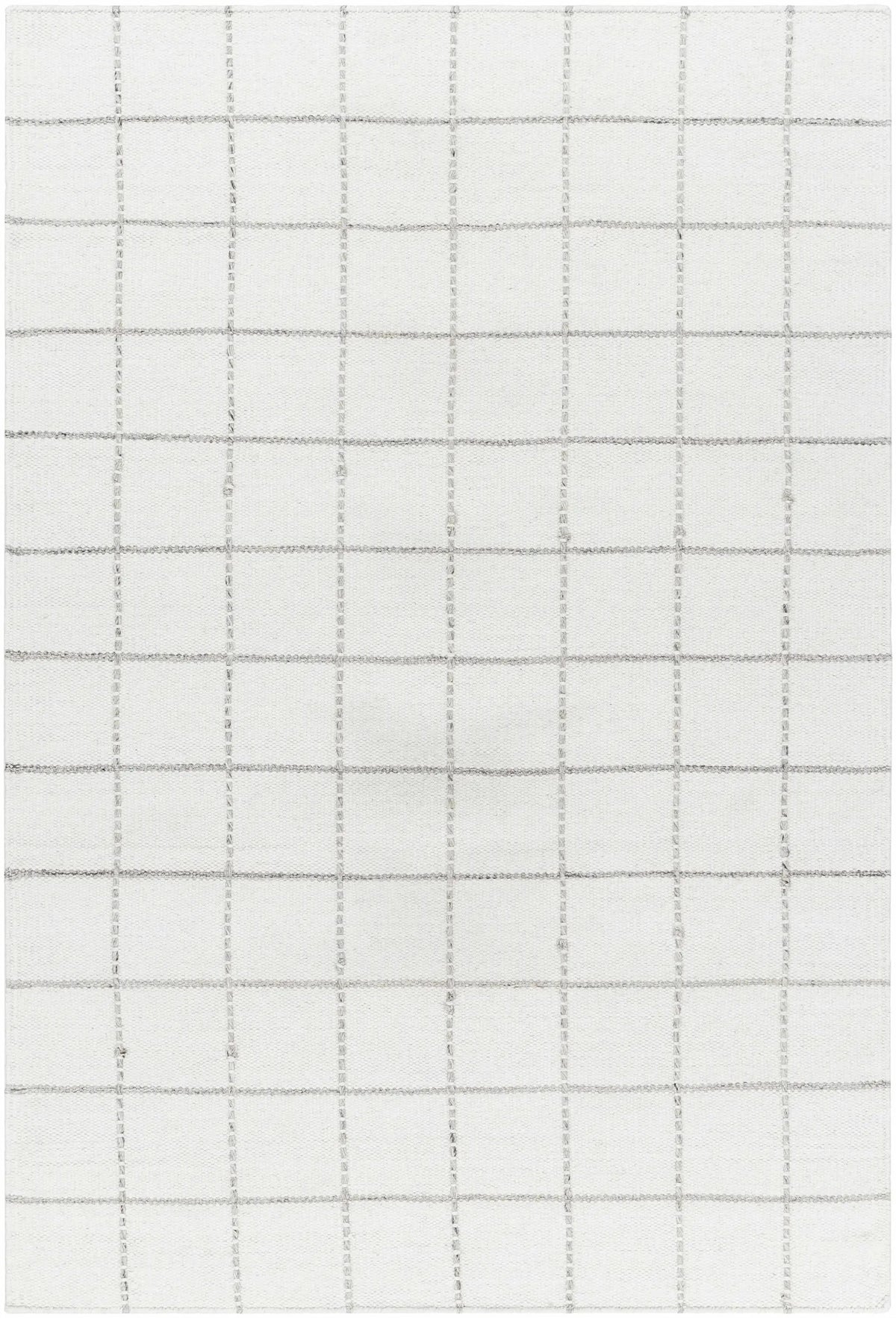 Nissa White Gray Checkered Wool Rug