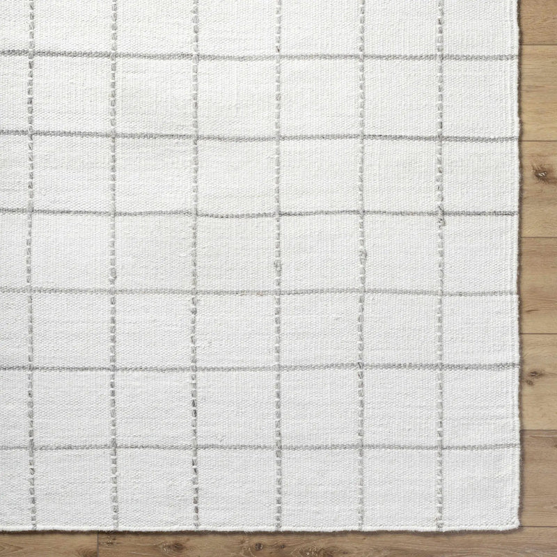 Nissa White Gray Checkered Wool Rug by Boutique Rugs
