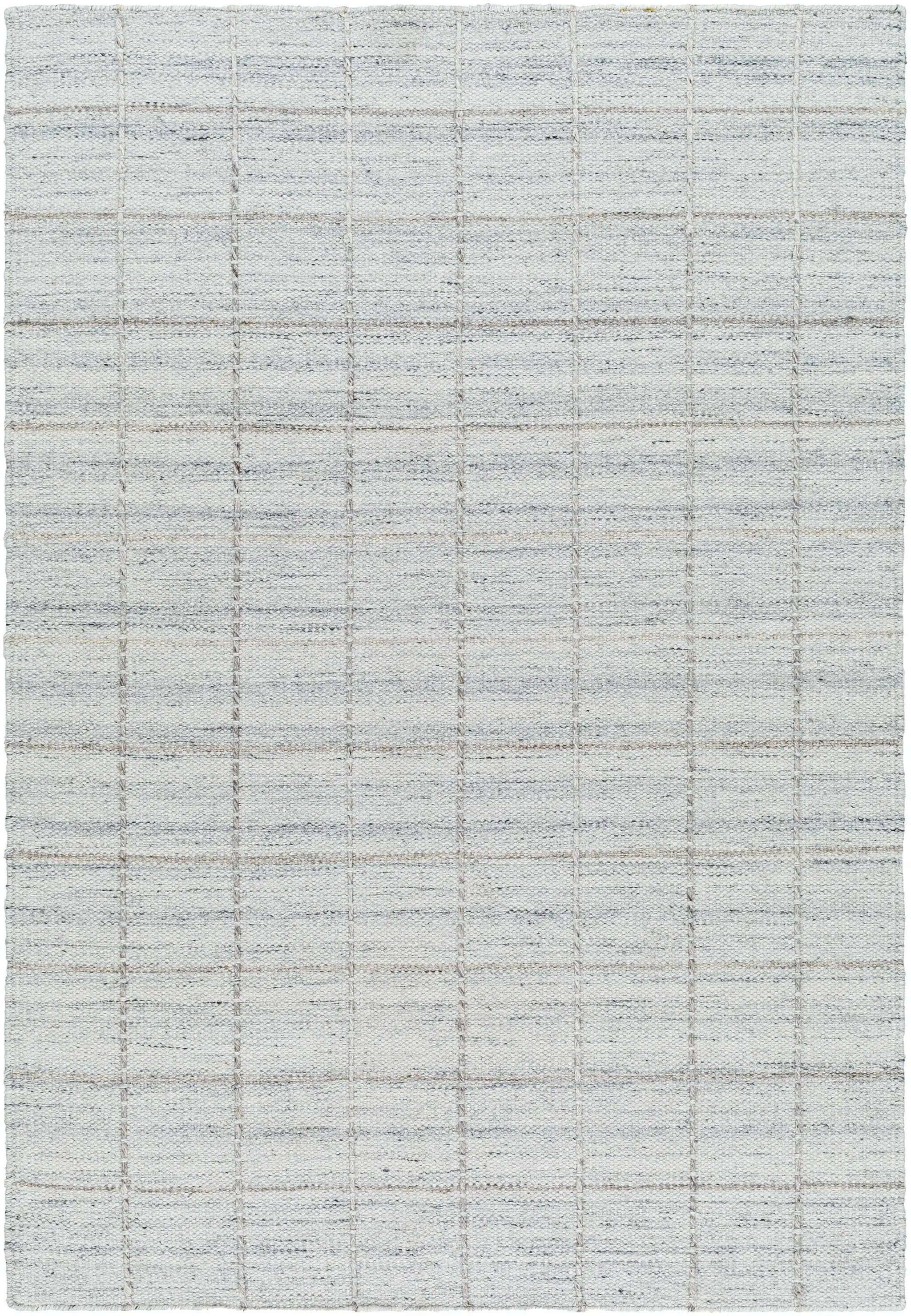 Nissa Light Gray Checkered Wool Rug by Boutique Rugs