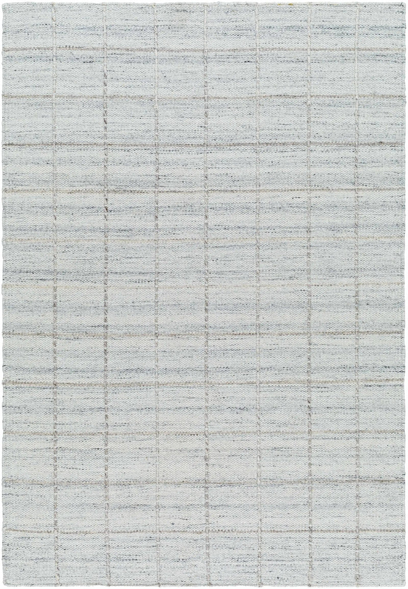 Nissa Light Gray Checkered Wool Rug by Boutique Rugs