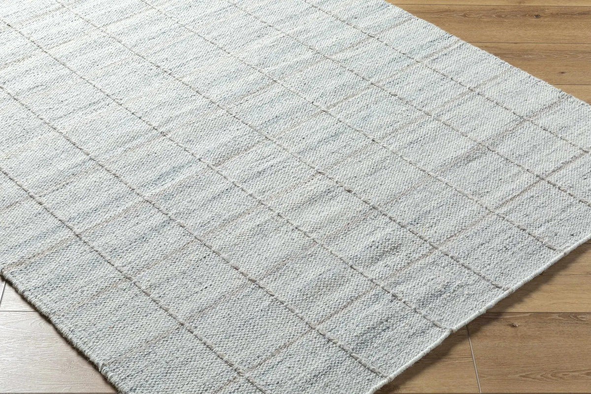 Nissa Light Gray Checkered Wool Rug, photo 4 of 7