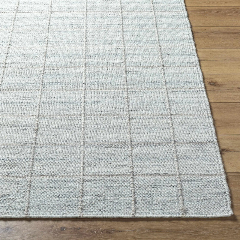 Nissa Light Gray Checkered Wool Rug by Boutique Rugs