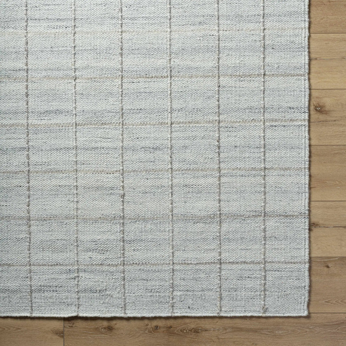 Nissa Light Gray Checkered Wool Rug, photo 7 of 7