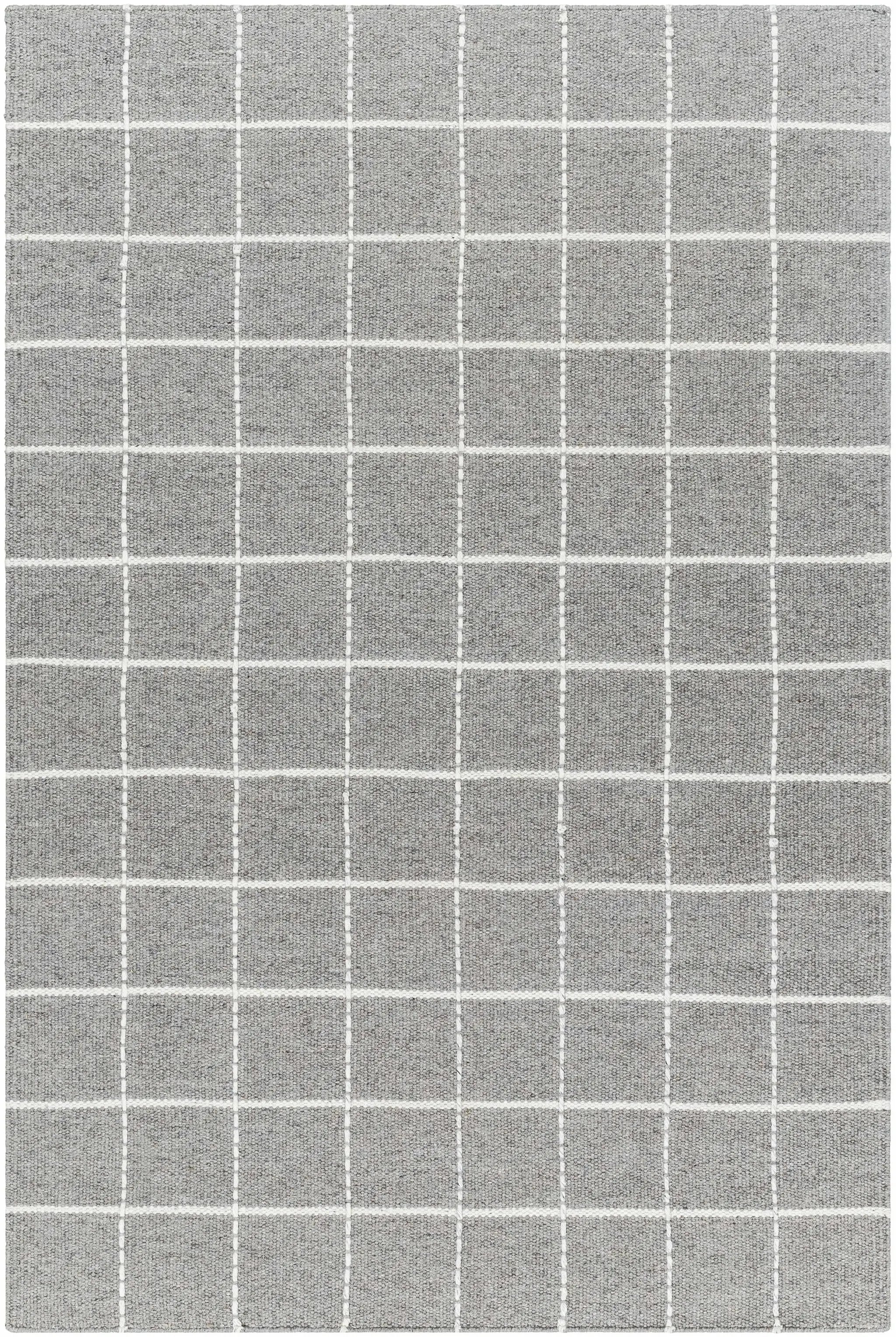 Nissa Gray Checkered Wool Rug by Boutique Rugs