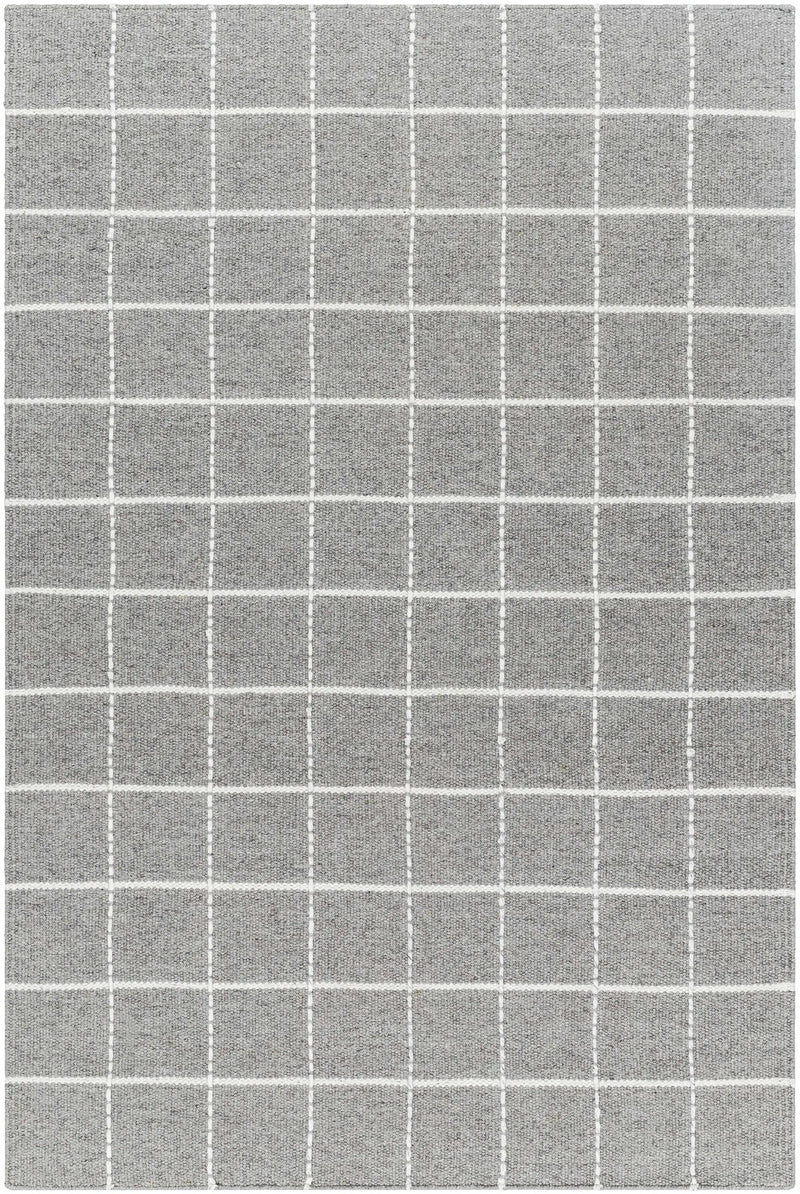 Nissa Gray Checkered Wool Rug by Boutique Rugs