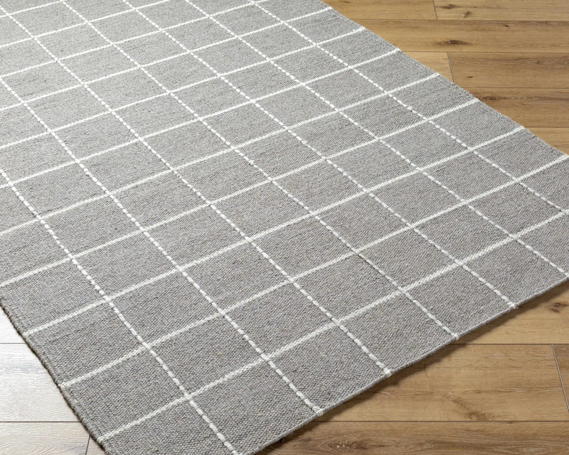 Nissa Gray Checkered Wool Rug by Boutique Rugs
