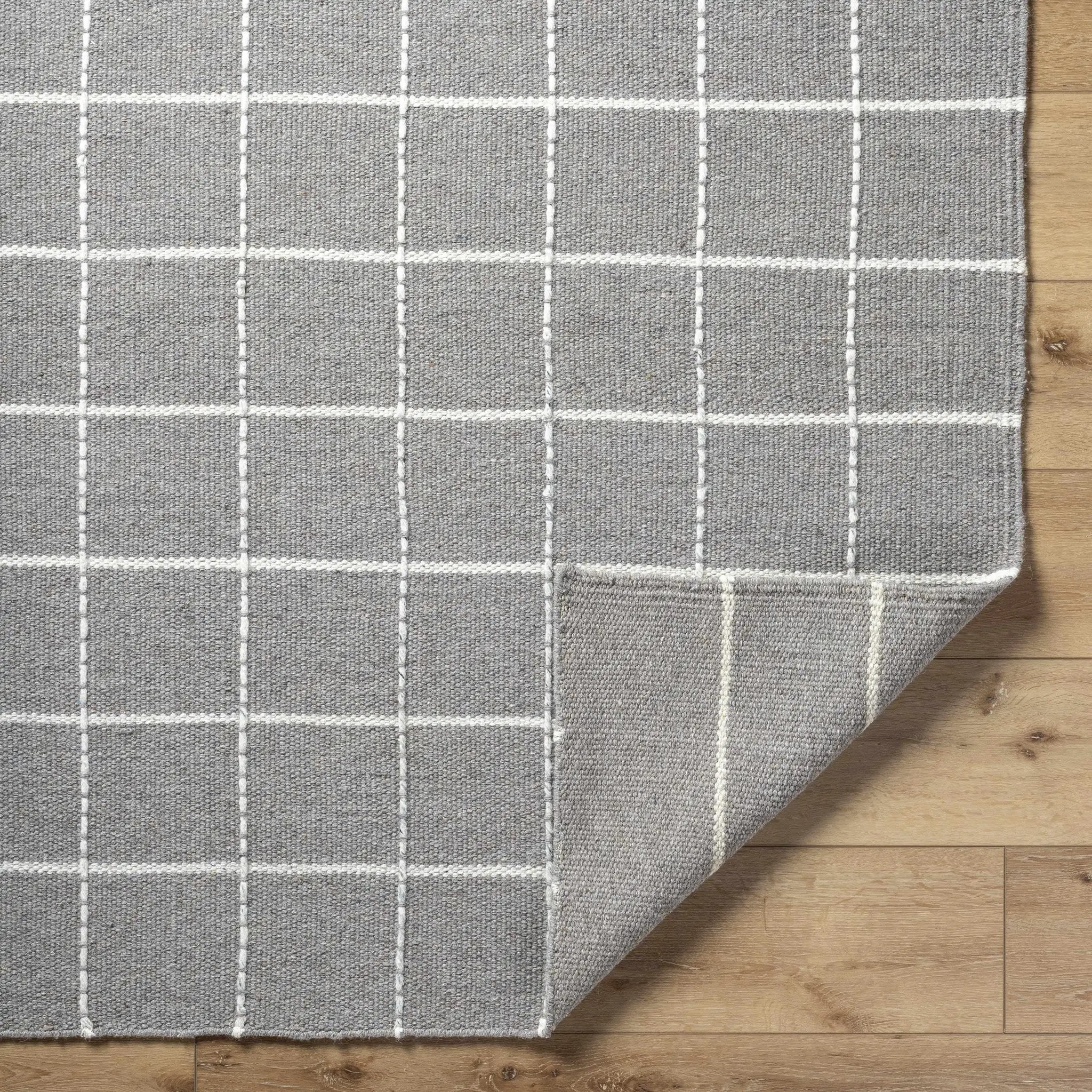 Nissa Gray Checkered Wool Rug by Boutique Rugs