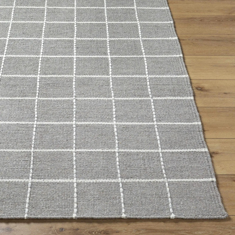 Nissa Gray Checkered Wool Rug by Boutique Rugs
