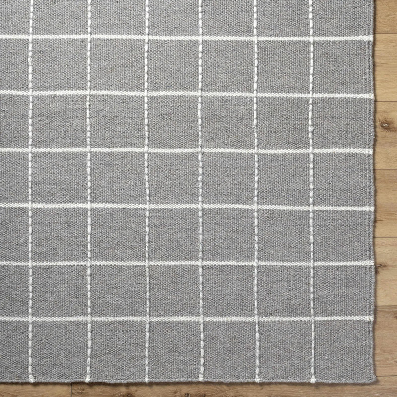 Nissa Gray Checkered Wool Rug by Boutique Rugs