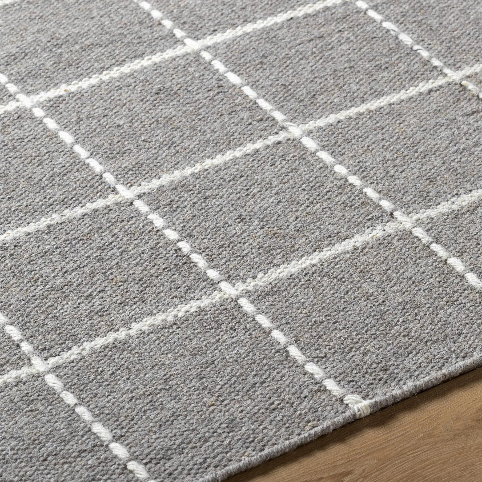 Nissa Gray Checkered Wool Rug by Boutique Rugs