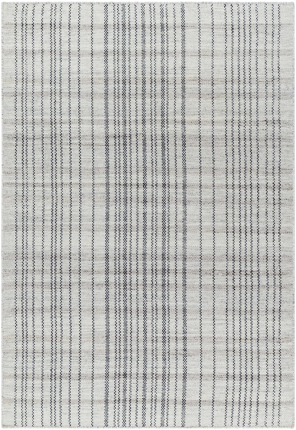 Nissa Gray Blue Checkered Wool Rug - Clearance