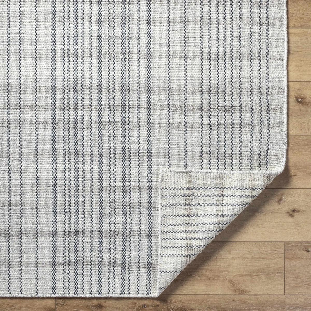 Nissa Gray Blue Checkered Wool Rug - Clearance, photo 5 of 8