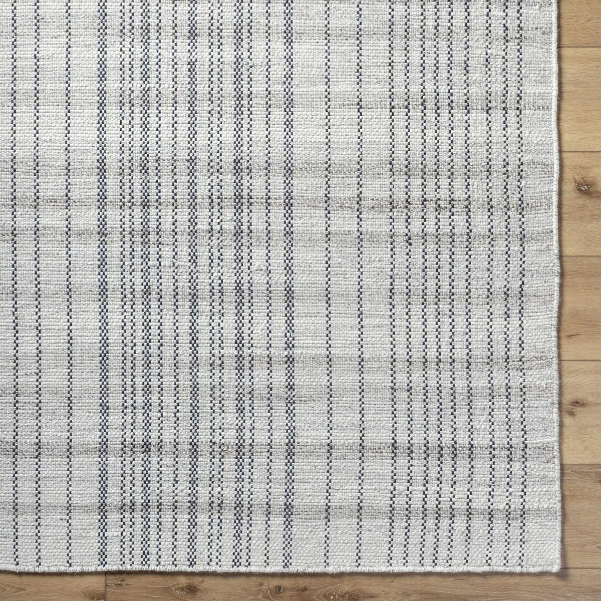 Nissa Gray Blue Checkered Wool Rug - Clearance, photo 6 of 8