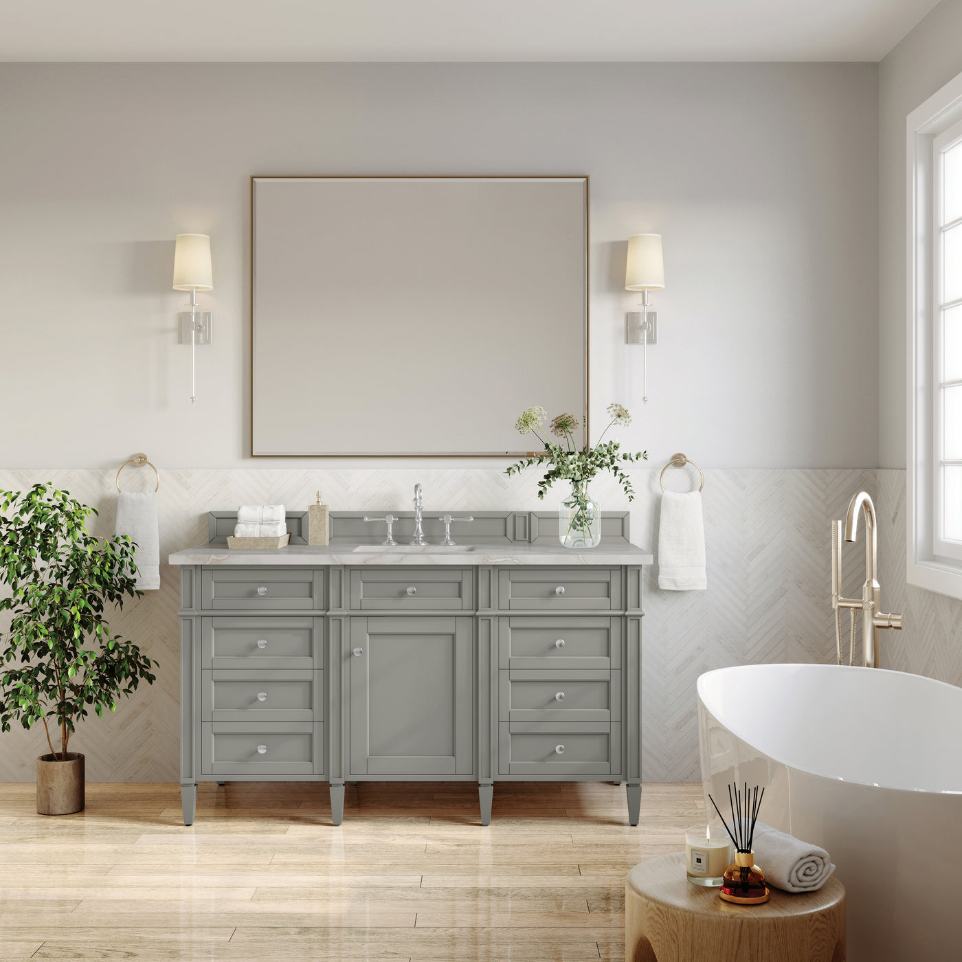 James Martin Brittany 60" Single Bathroom Vanity, Urban Gray, view 40