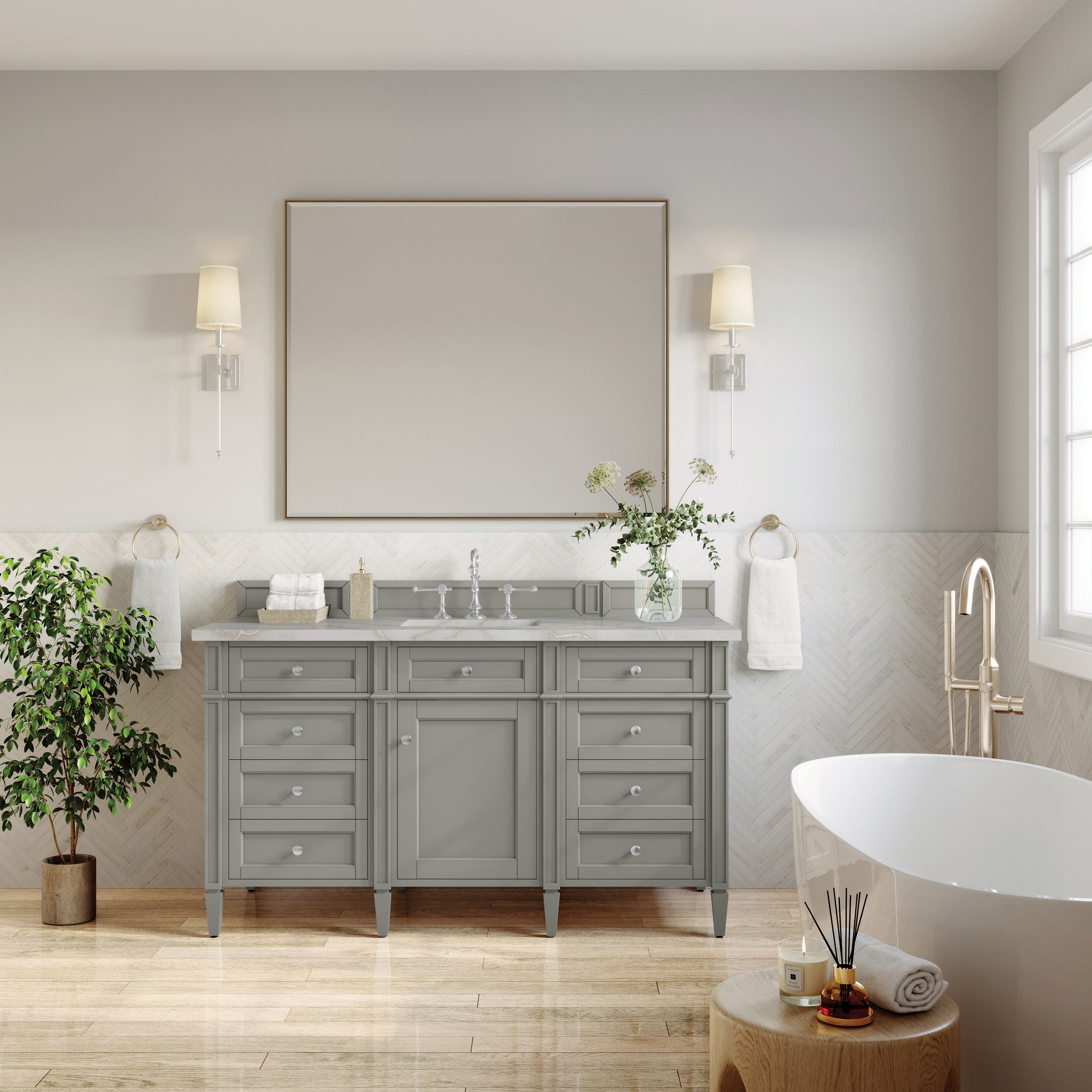 James Martin Brittany 60" Single Bathroom Vanity, Urban Gray, view 40