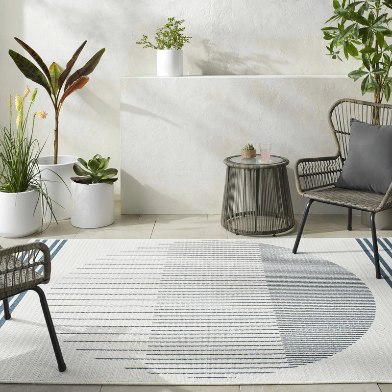 Nabil Midnight Blue Outdoor Area Rug - Clearance by Boutique Rugs