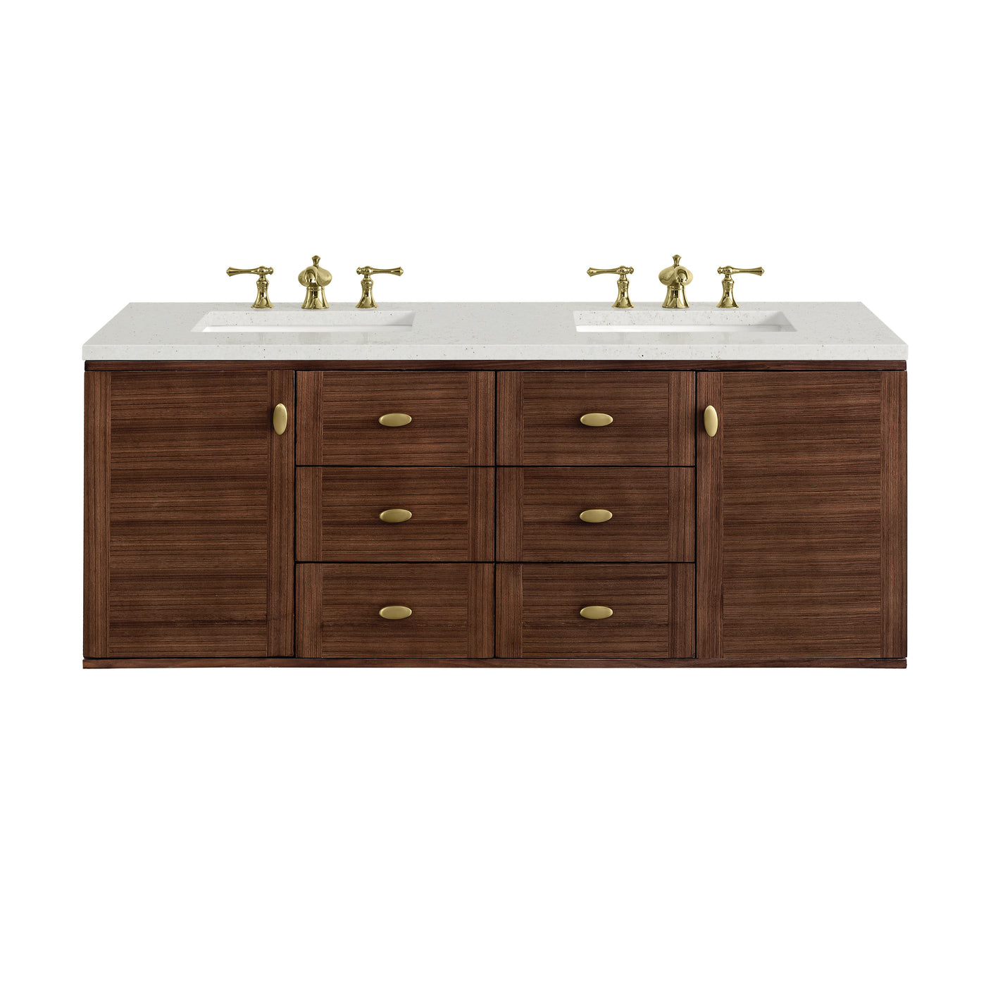 James Martin Amberly 60" Dual Mount Double Bathroom Vanity, Mid-Century Walnut, view 33