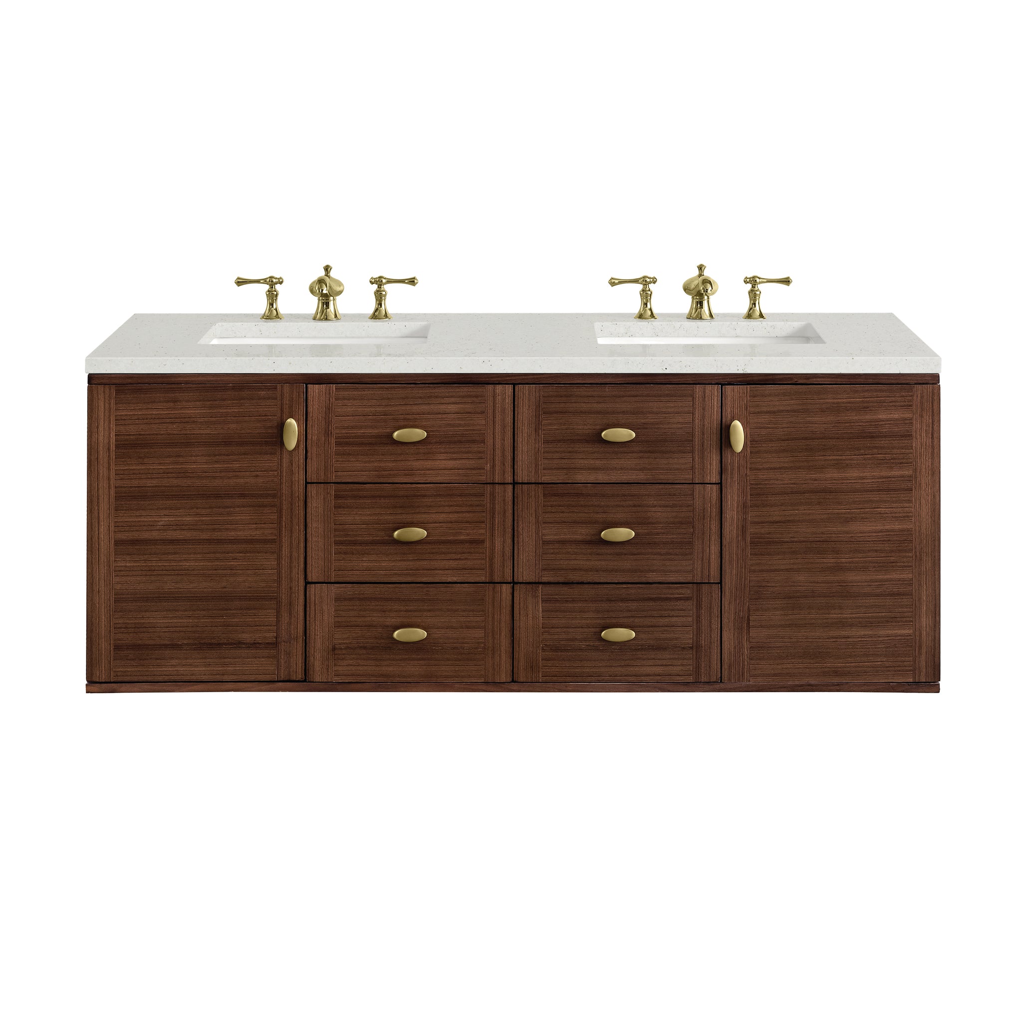 James Martin Amberly 60" Dual Mount Double Bathroom Vanity, Mid-Century Walnut, view 33