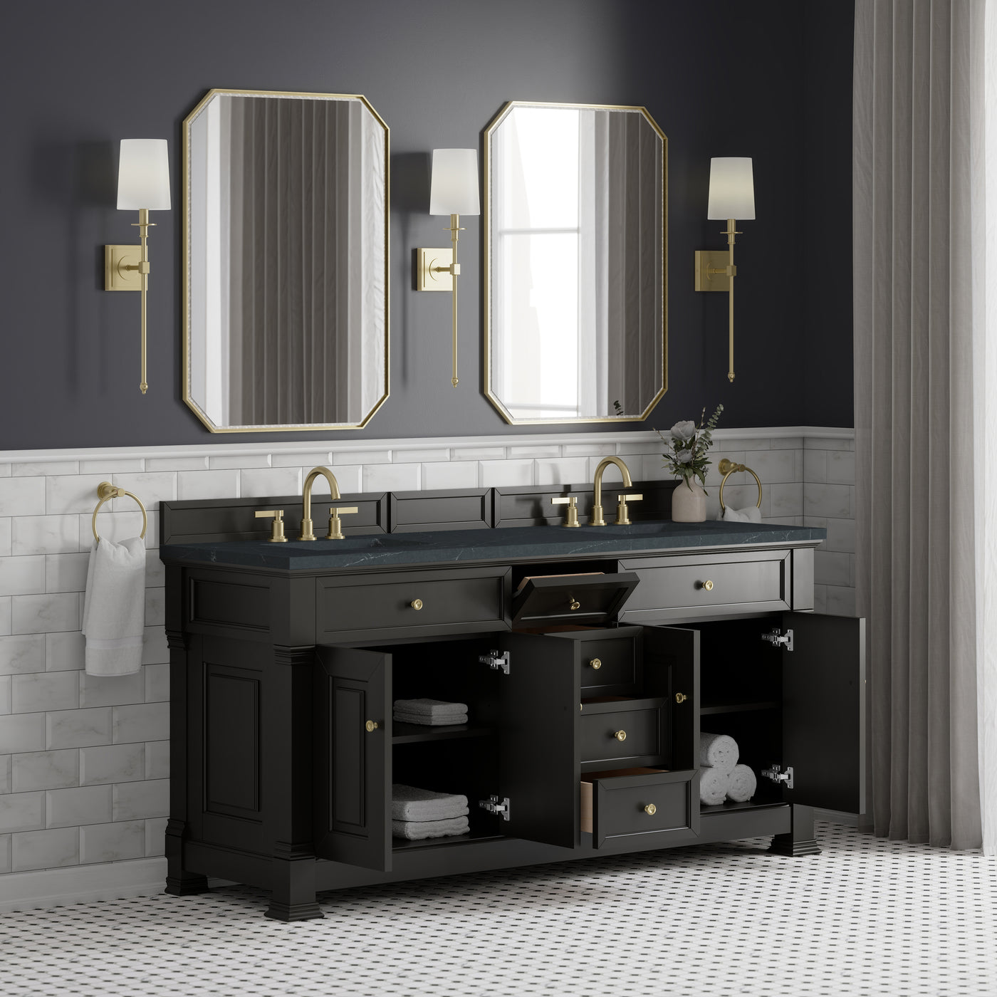 James Martin Brookfield 72" Double Bathroom Vanity, Black Onyx, view 37