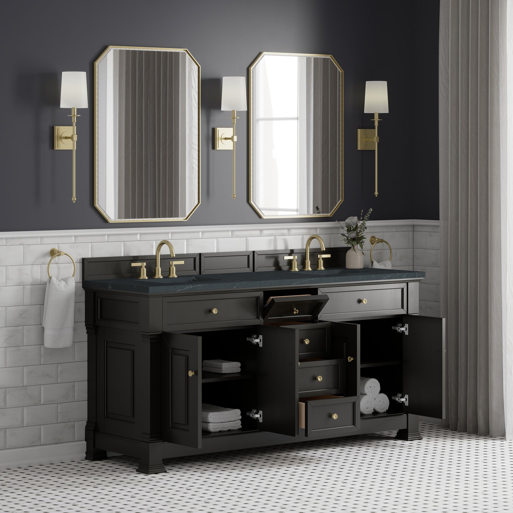 James Martin Brookfield 72" Double Bathroom Vanity, Black Onyx, view 37