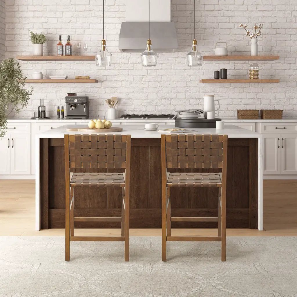 Nebuluxe Faux Leather Woven Counter Stool by HouseOfZazla