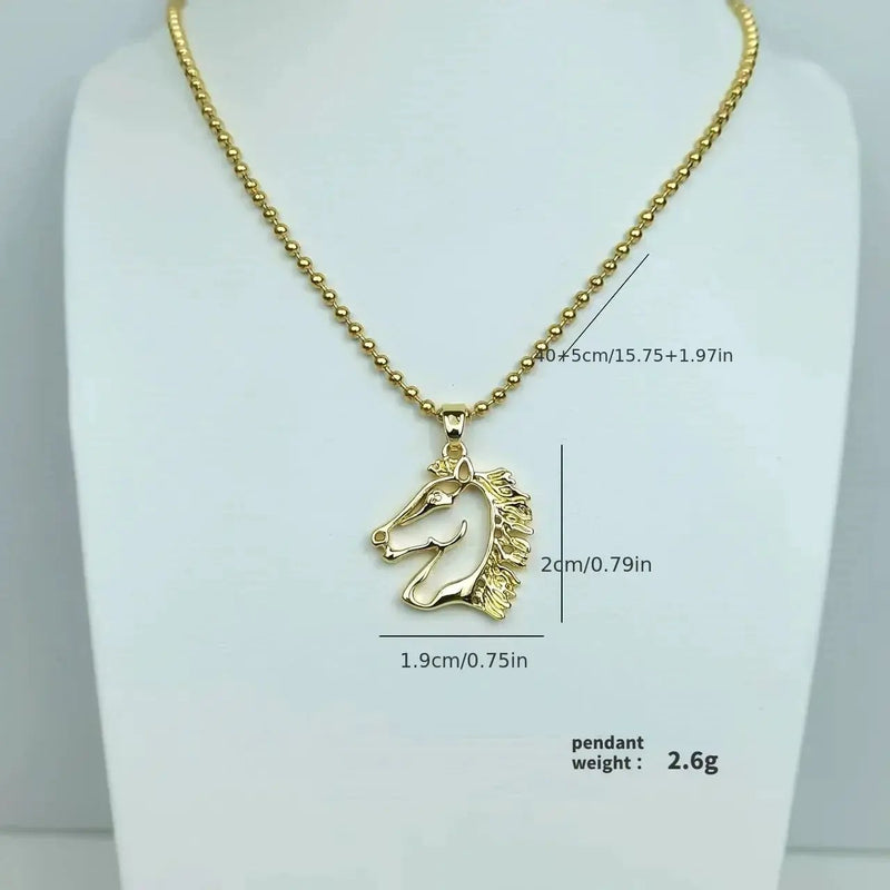 Necklace - Golden Copper Horse Pendant by House Of Avana