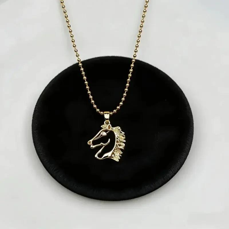 Necklace - Golden Copper Horse Pendant by House Of Avana