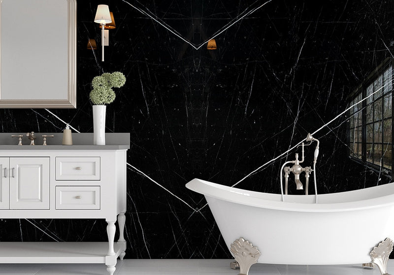 Negro Marquina Polished Marble Slab Random room scene