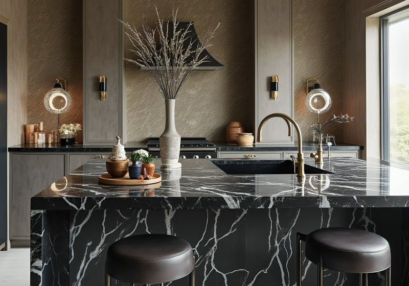 Negro Marquina Supreme Polished Marble Slab Random 1 1/4 room scene