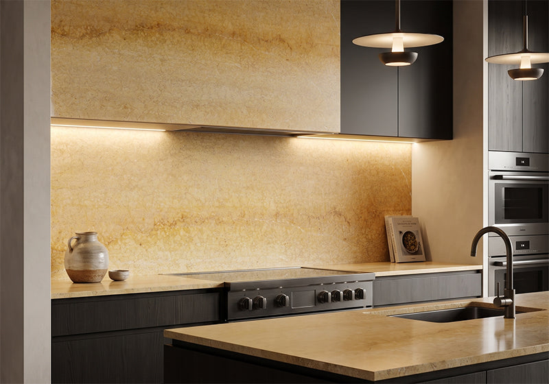 Nembro Giallo Polished Marble Slab Random room scene 2