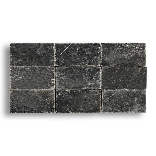 Nero Marquina Premium Tumbled Marble Tiles 3x6