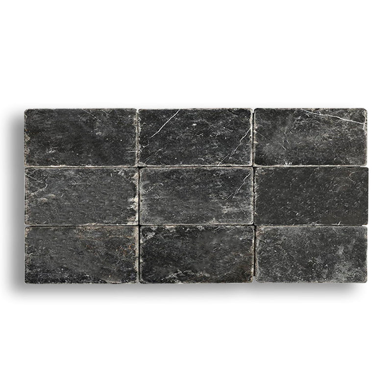 Nero Marquina Premium Tumbled Marble Tiles 3x6 Marble Tumbled 2x6 Tiles