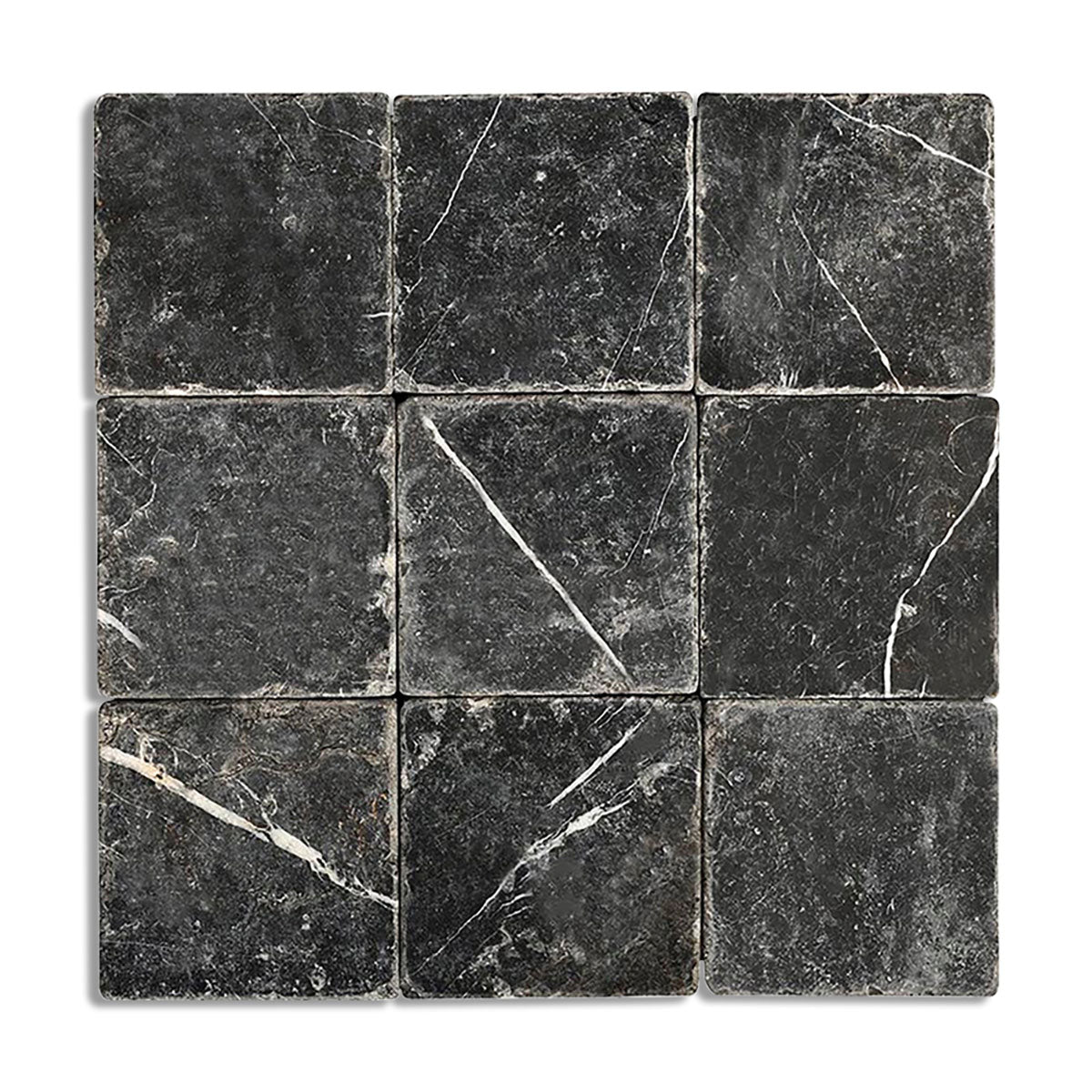 Nero Marquina Premium Tumbled Marble Tiles 4x4 Marble Tumbled 4x4 Tiles
