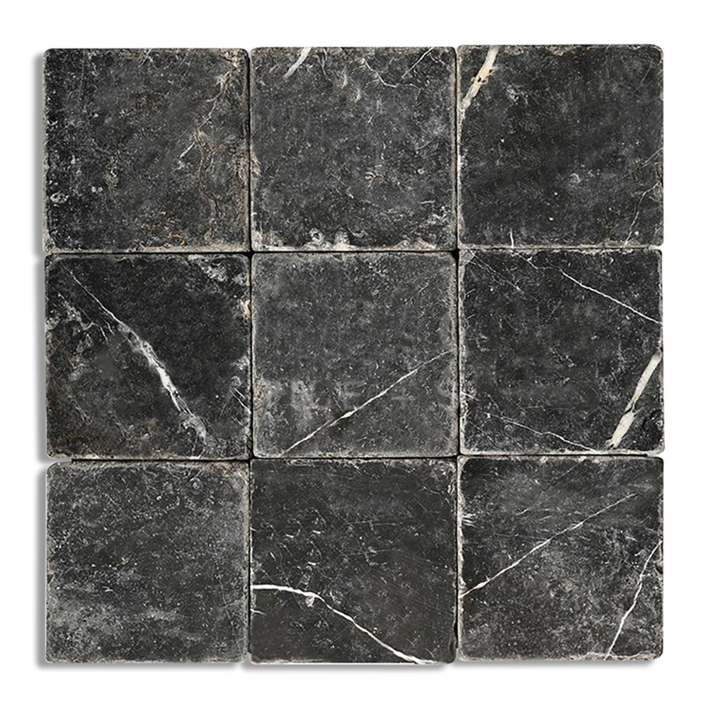 Nero Marquina Premium Tumbled Marble Tiles 6x6 Marble Tumbled 6x6 Tiles