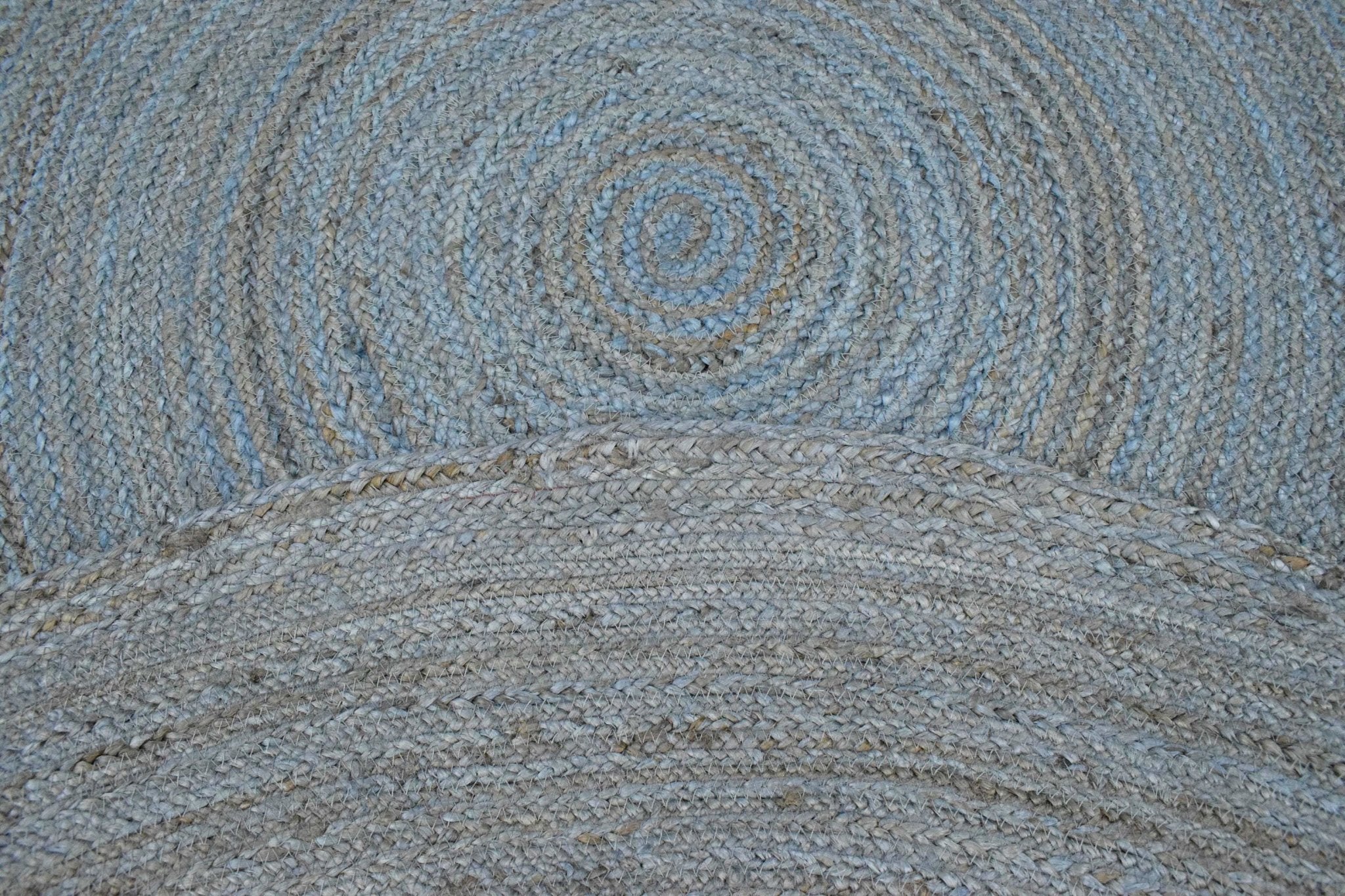 100% All Natural Fiber Hand Braided Boho Blue Round Jute Rug | JR1 by The Rug Decor