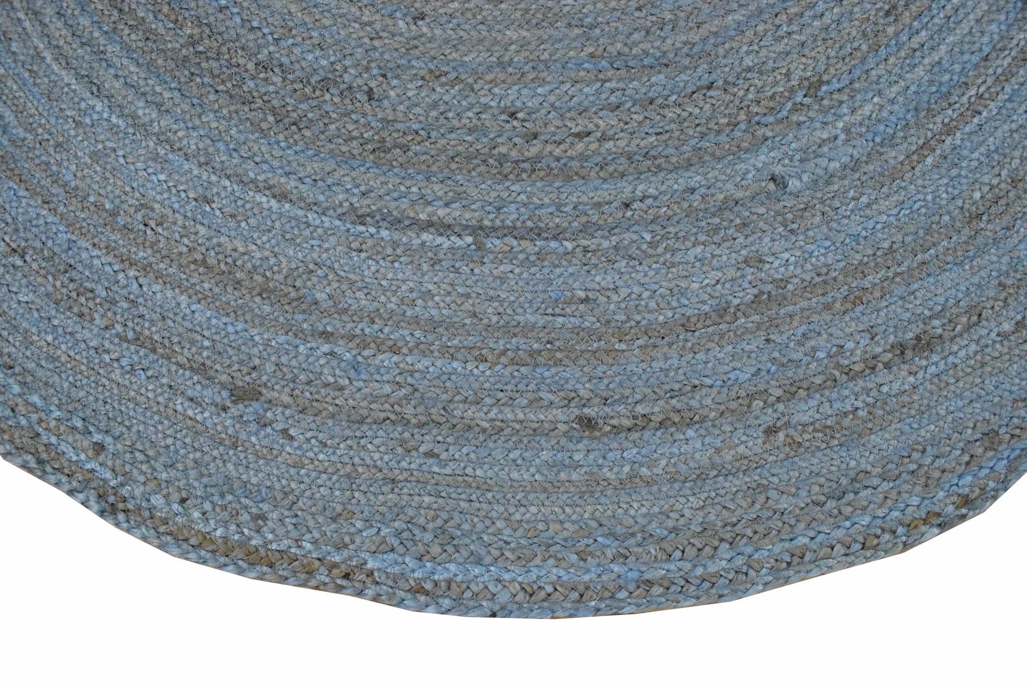 100% All Natural Fiber Hand Braided Boho Blue Round Jute Rug | JR1 by The Rug Decor