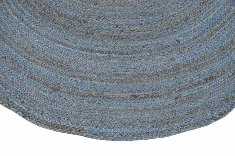 100% All Natural Fiber Hand Braided Boho Blue Round Jute Rug | JR1 by The Rug Decor