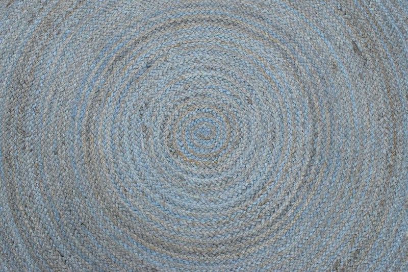 100% All Natural Fiber Hand Braided Boho Blue Round Jute Rug | JR1 by The Rug Decor