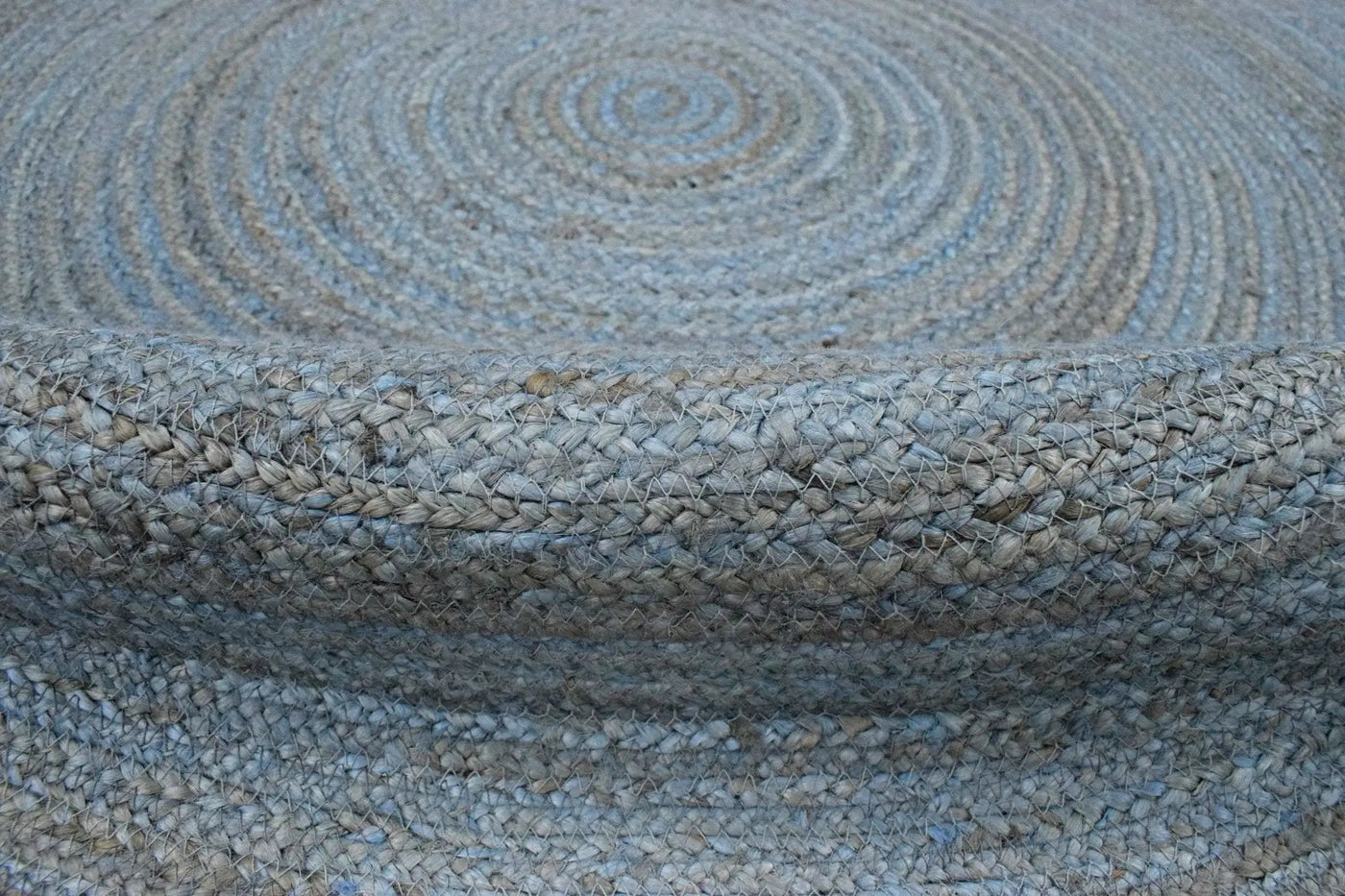 100% All Natural Fiber Hand Braided Boho Blue Round Jute Rug | JR1 by The Rug Decor