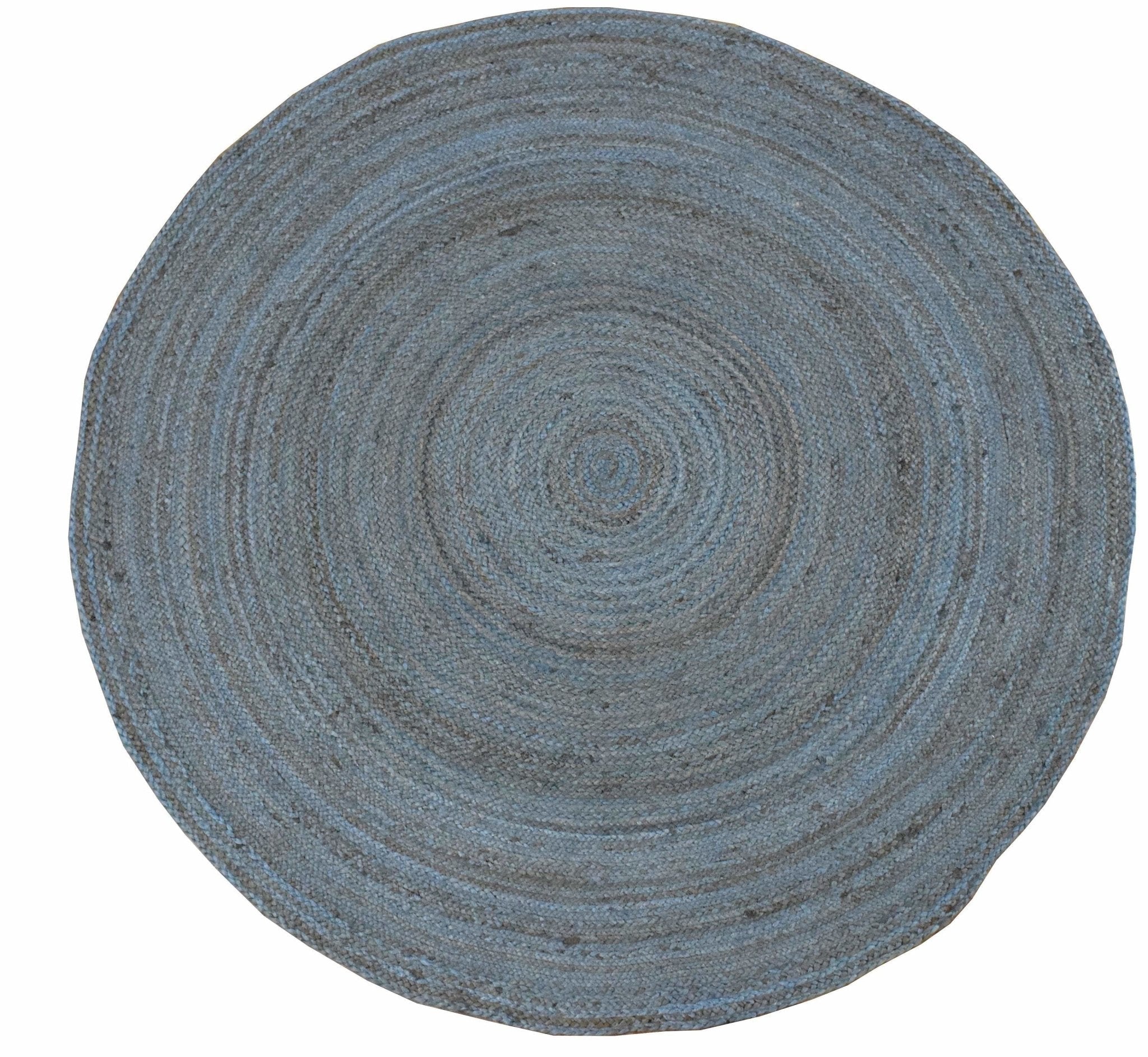 100% All Natural Fiber Hand Braided Boho Blue Round Jute Rug | JR1 by The Rug Decor