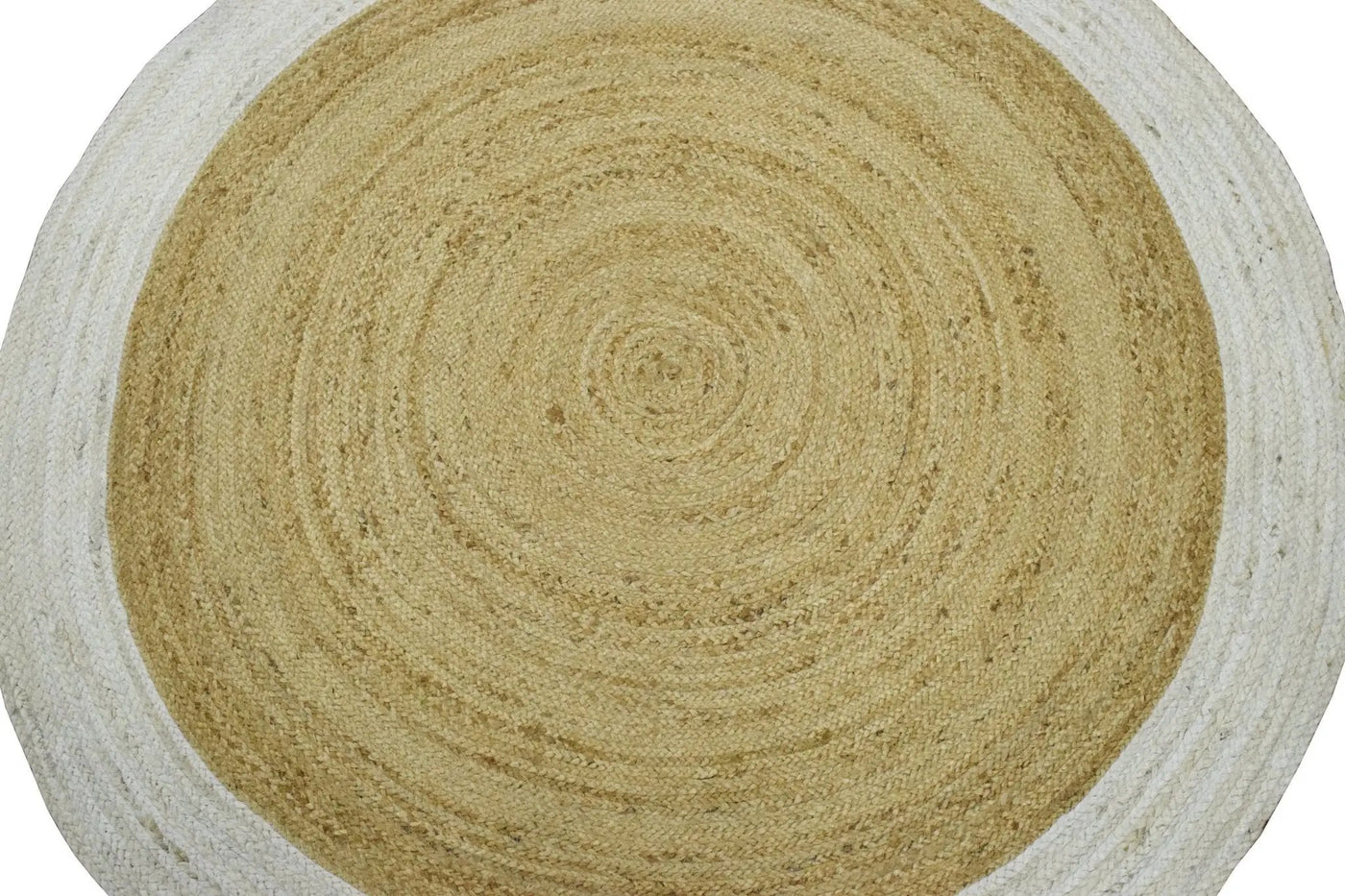 100% ALL NATURAL FIBER HAND BRAIDED BOHO WHITE ROUND JUTE RUG | JR4 by The Rug Decor